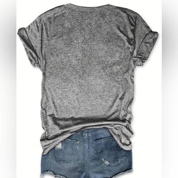 NWT Women’s Gray Short Sleeve Graphic Tee Shirt Multi Color “TEACHER” Size Large - Picture 2 of 2